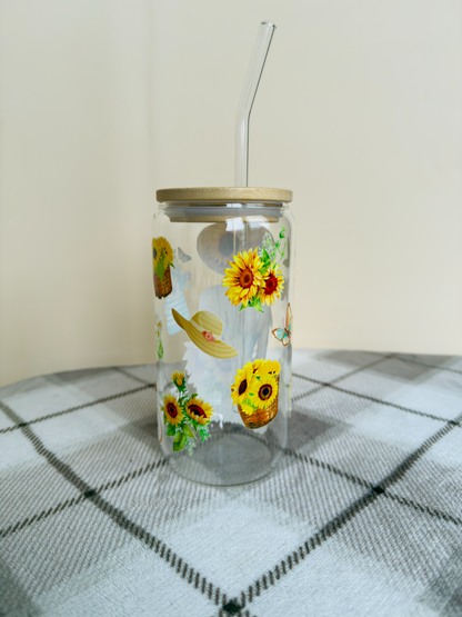 Sun Flower vibe - Beer Can Glass 16 oz